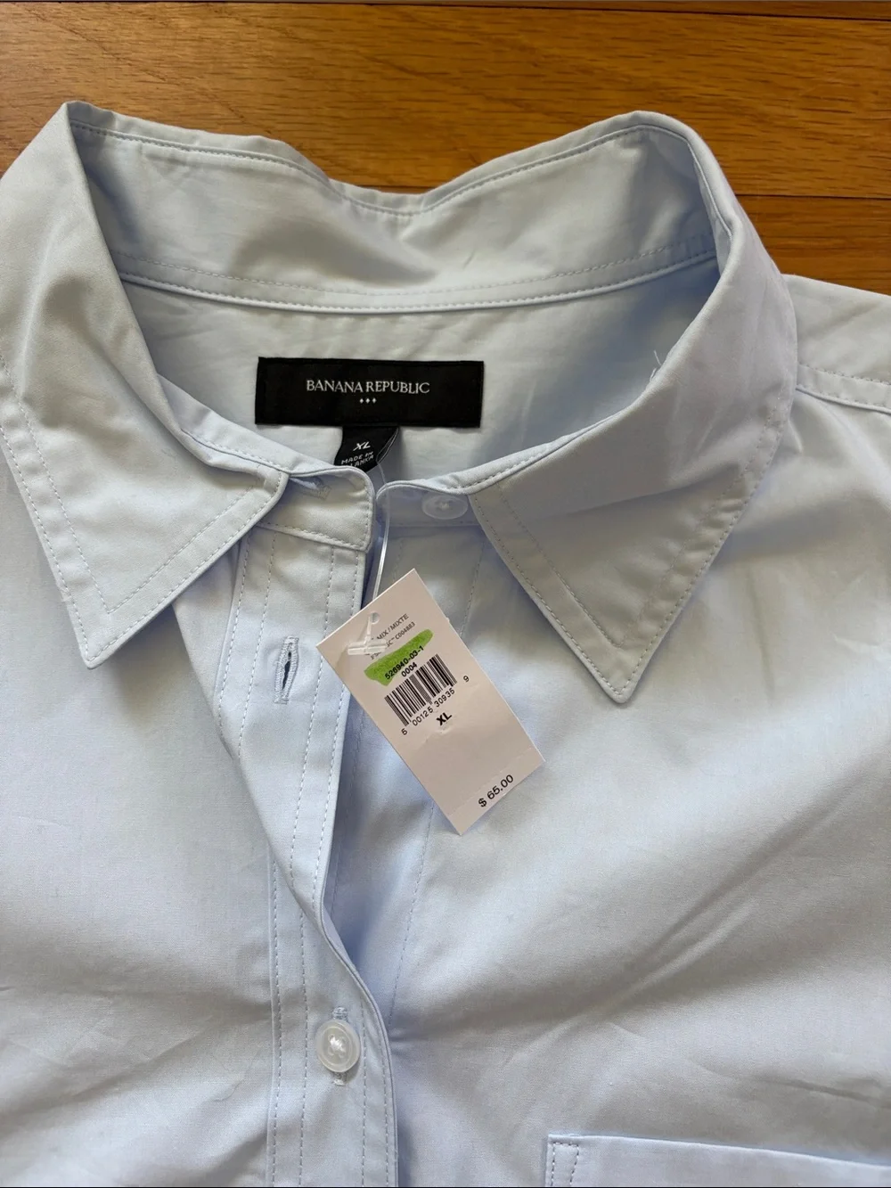 Banana Republic Light Blue Button Front Cotton Shirt XL NWT Oversized Pocket Top